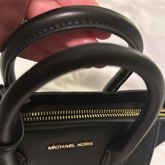 Michael Kors Avril Small Pebbled Leather Satchel - NWOT - black w/ gold - Picture 7 of 9